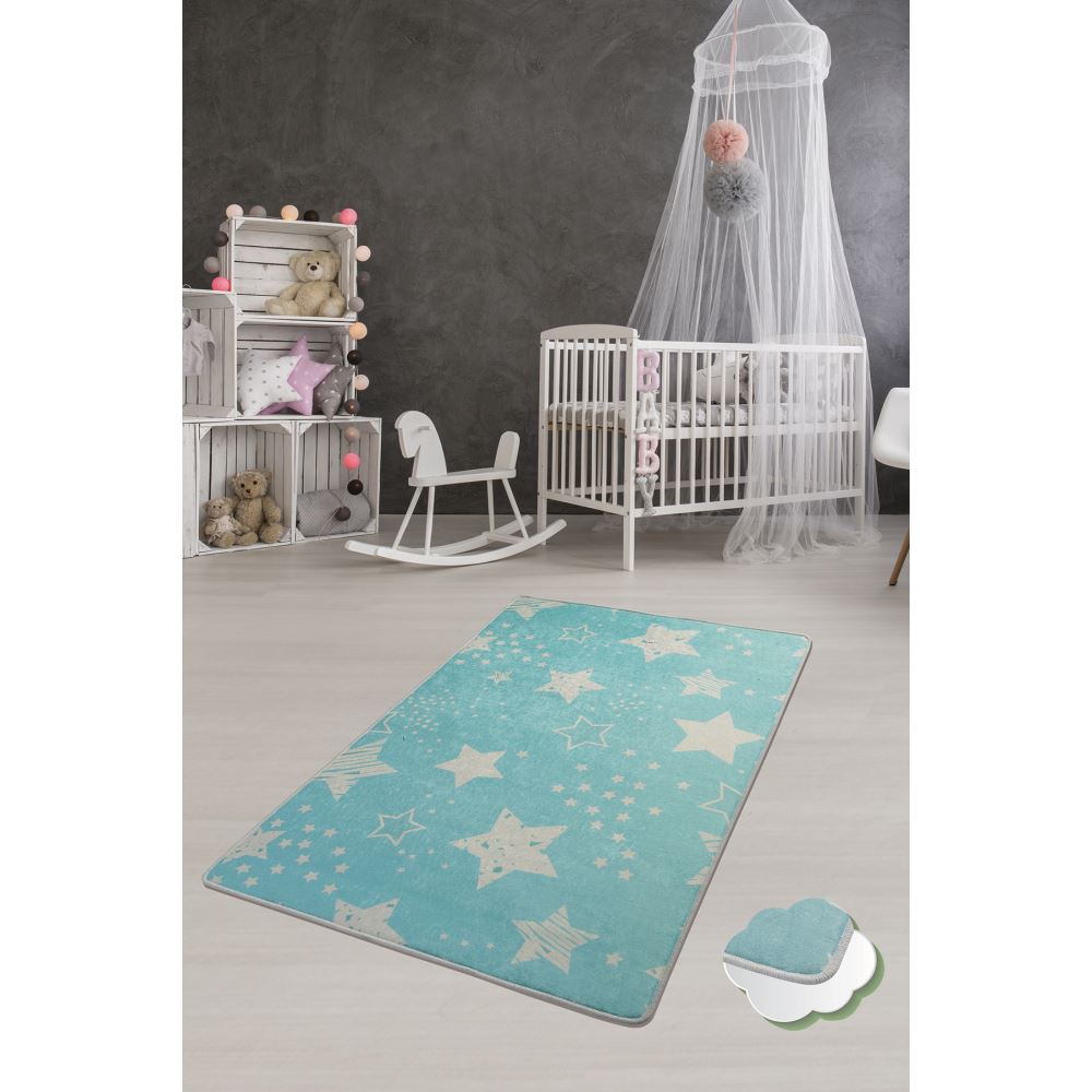 Covor Antiderapant Chilai Stars Blue 150x200