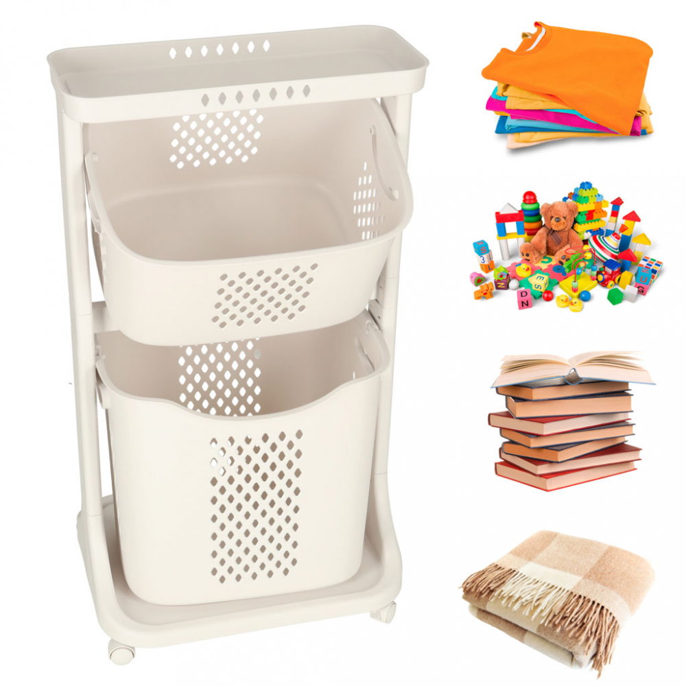 Organizator pe roti 2 cosuri Ikonka White - imagine 8