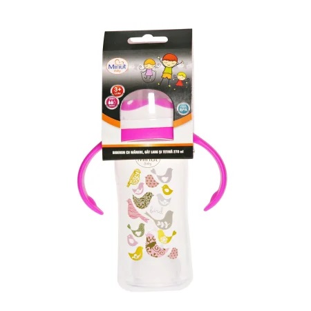 Biberon Minut Baby 270ml cu manere roz - imagine 2