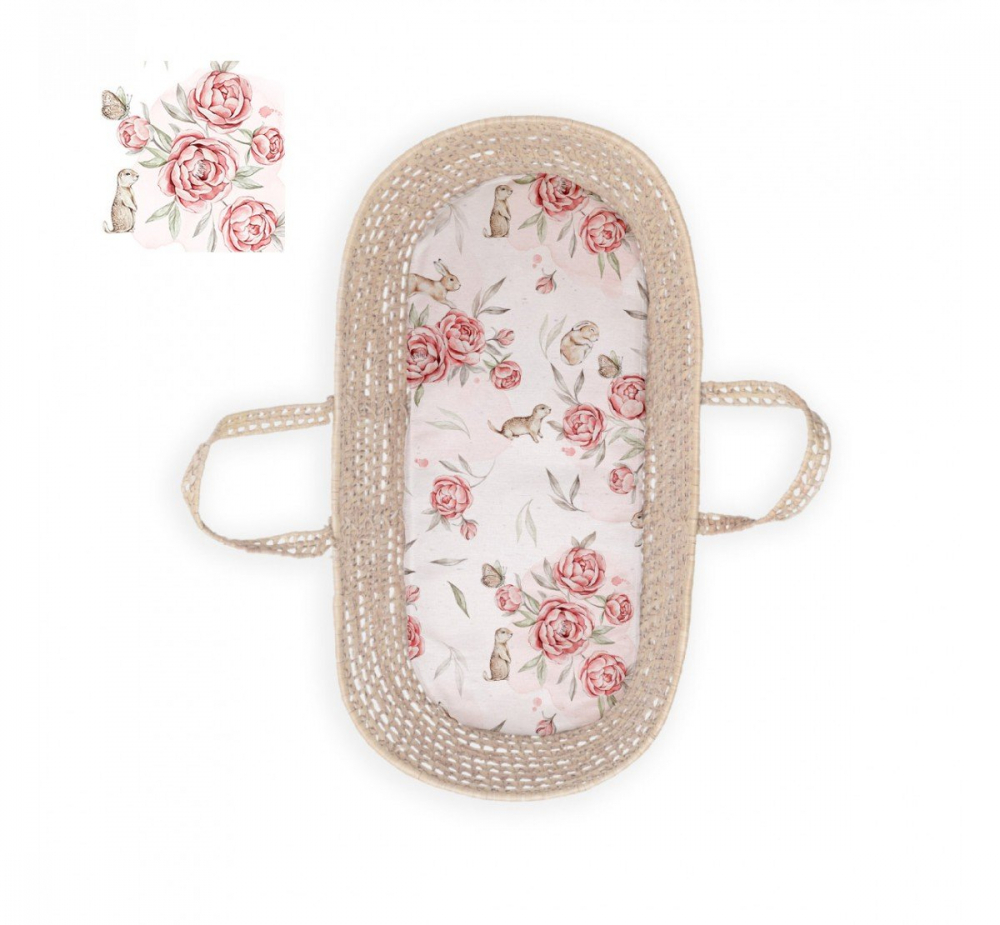 Cearsaf Landou Bumbac Babysteps Peonie - imagine 2