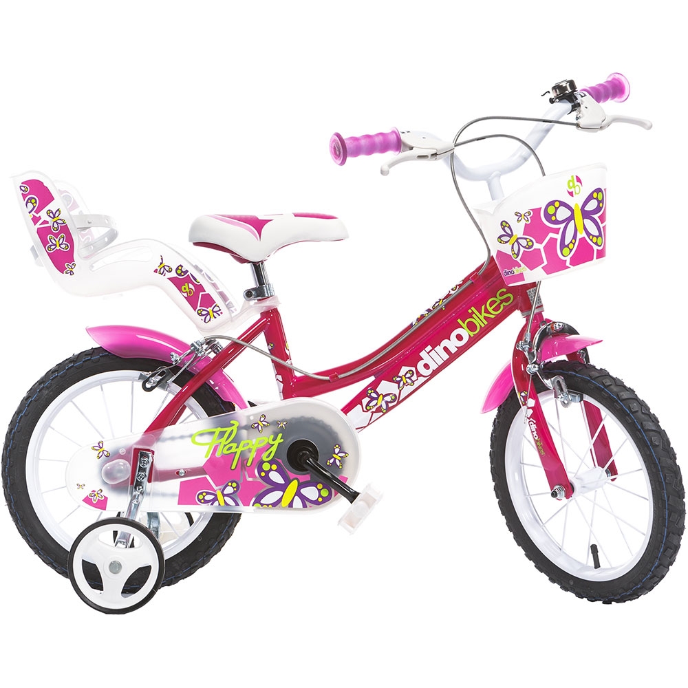 Bicicleta Dino Bikes Flappy 14" Fuchsia cu Coș și Scaunel - imagine 2