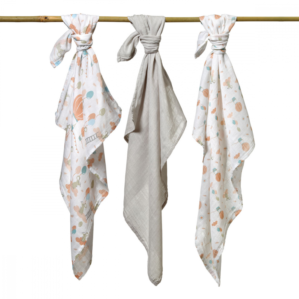 Set 3 scutece Babyono Bambus, 09 Gri - imagine 3