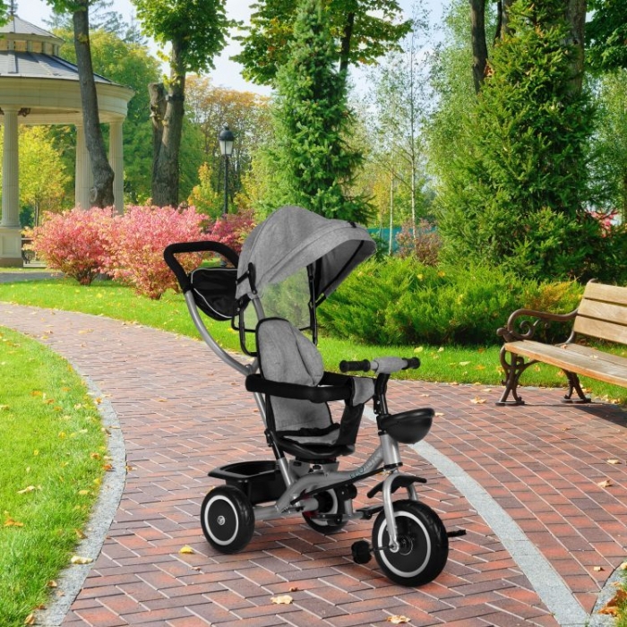 Tricicleta Ecotoys 2-in-1 Gri | Rotativ 360° - imagine 2