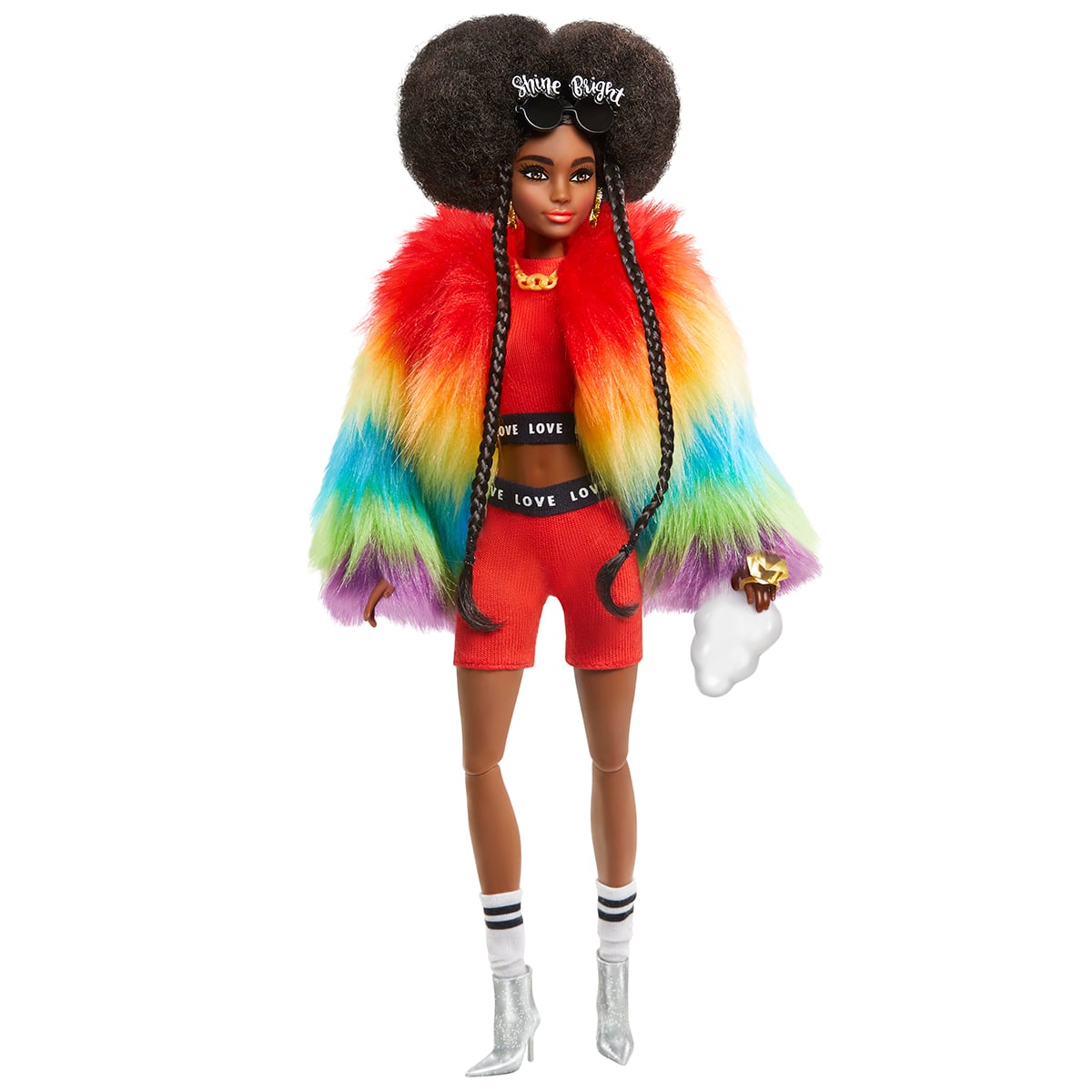 Papusa Barbie Extra Style, Rainbow Coat