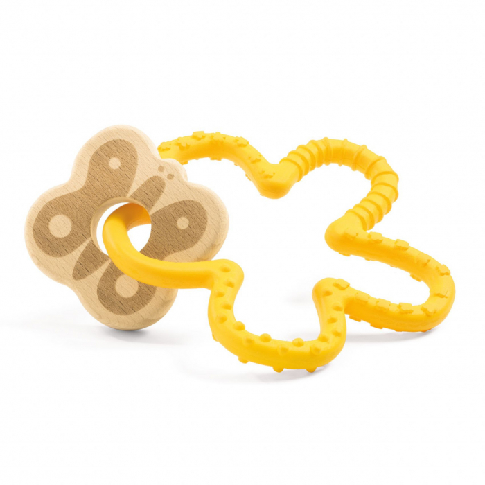 Inel dentiție Djeco Fluture Baby Stretchi