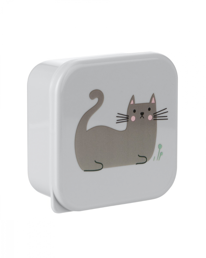 Set 4 cutii prânz Kikkaboo Kitty Cat Grey - imagine 3