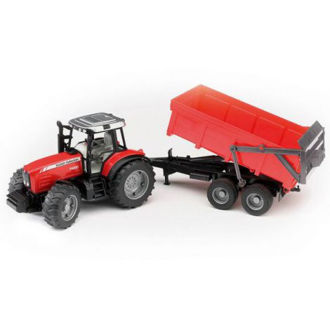 Bruder Tractor Massey Ferguson cu Remorca Basculabilă