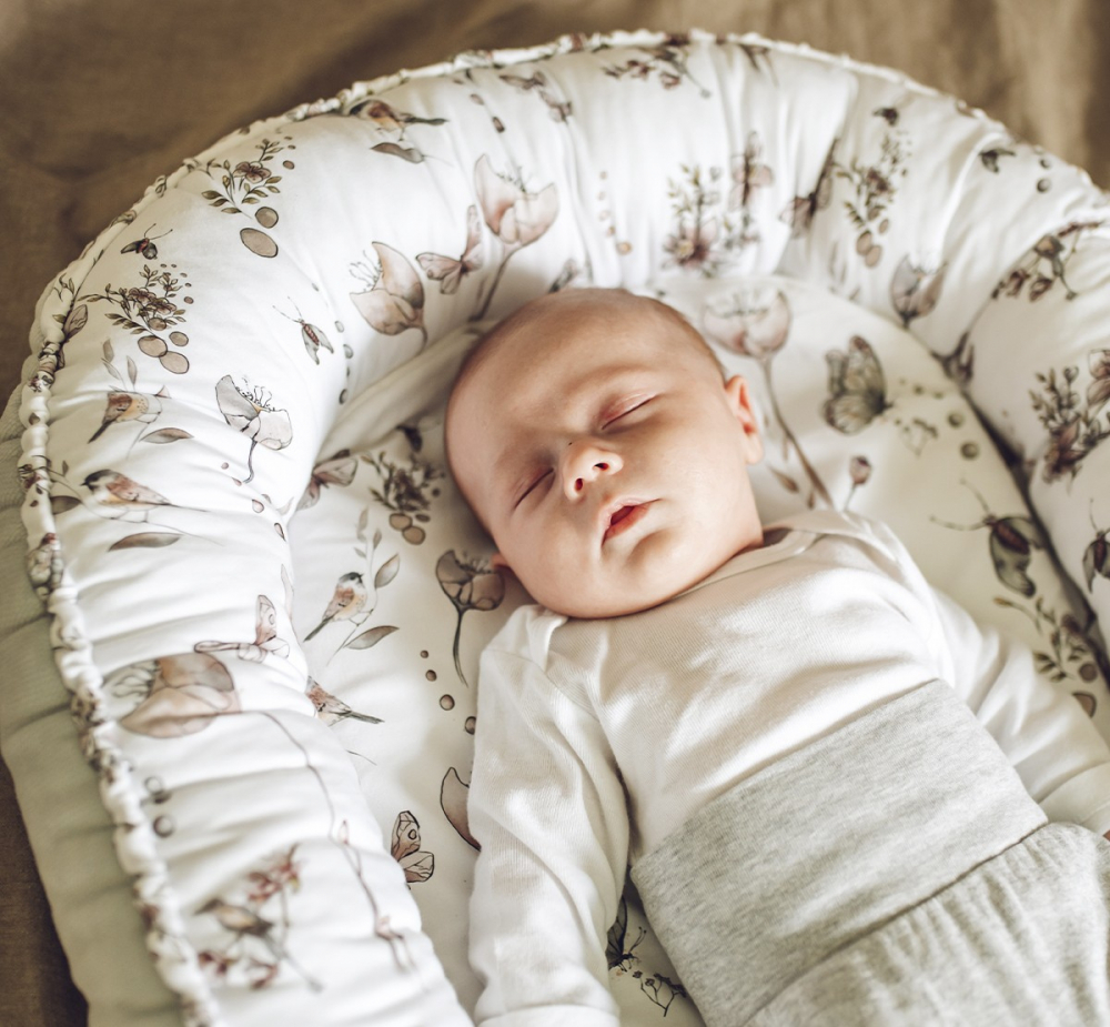 Babynest Premium BabySteps Gri, Bumbac și Catifea 70x35