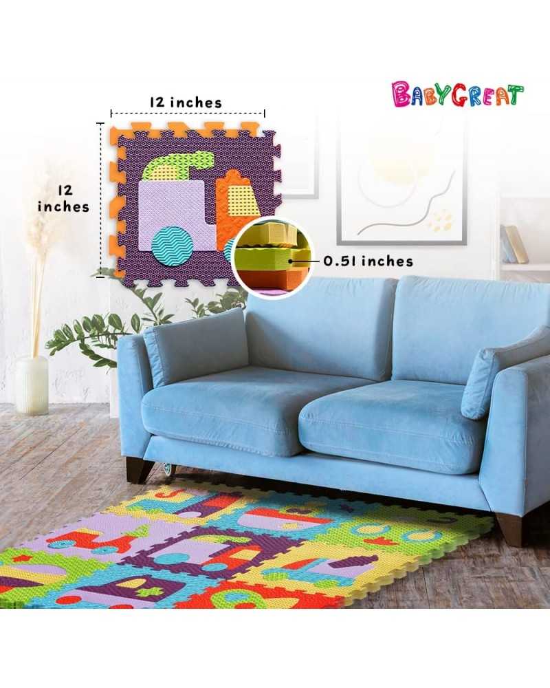 Covoras Puzzle Animalute Vesele 92x92 cm - Babygreat