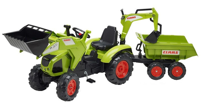 Tractor Pedale Falk Claas Axos cu Cupă și Remorcă