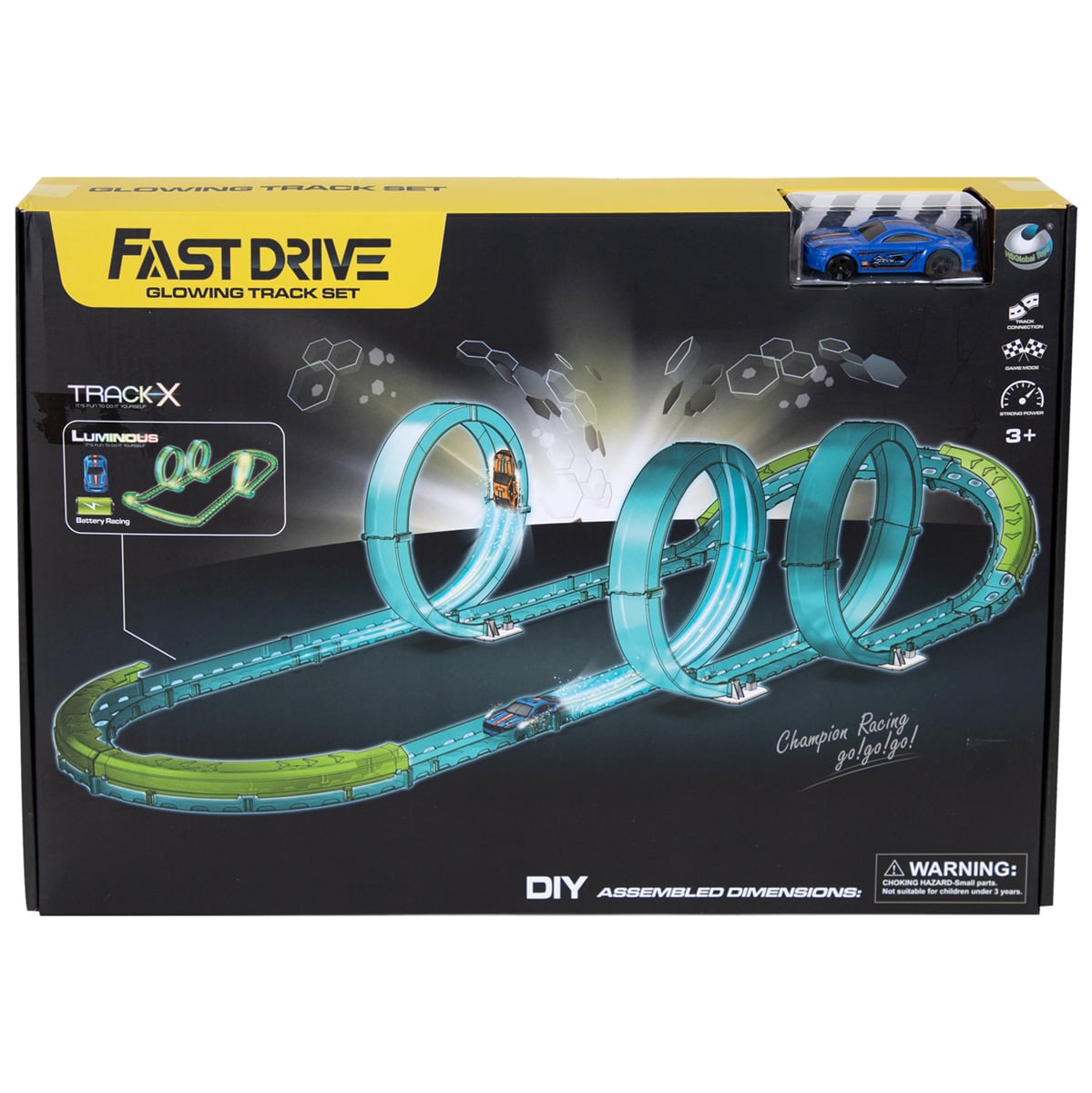 Set Pista Luminoasa Fast Drive Sunman cu Masinuta