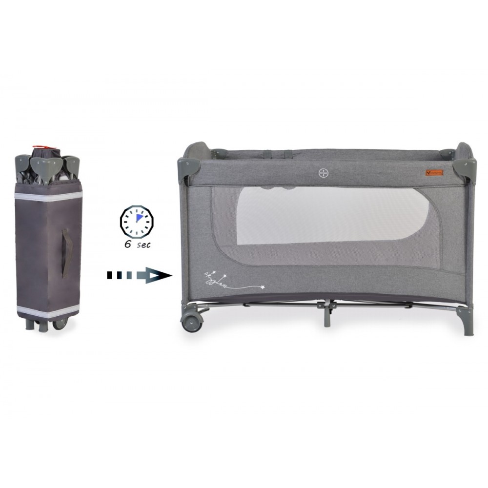 Patut pliabil Cangaroo SkyGlow Grey cu 1 nivel - imagine 2