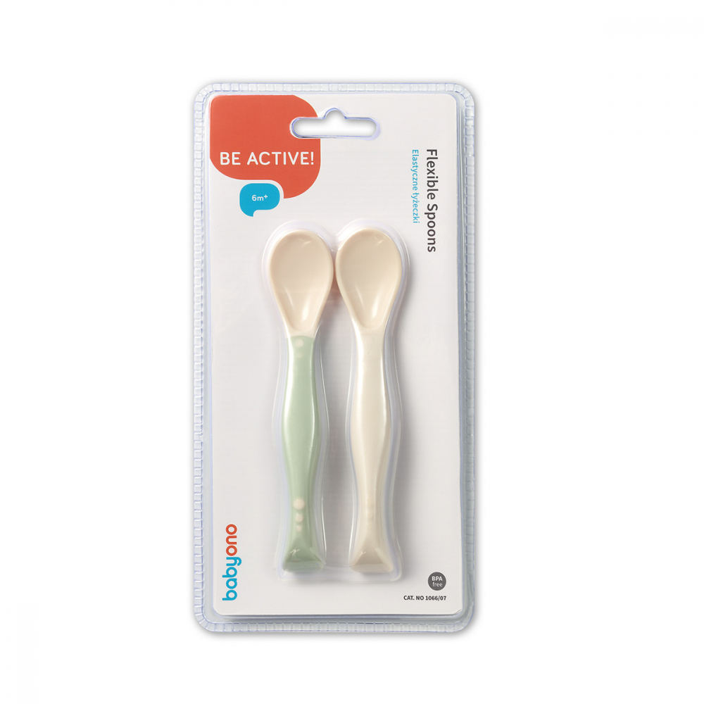 Set 2 lingurițe flexibile Babyono BejVerde - imagine 2