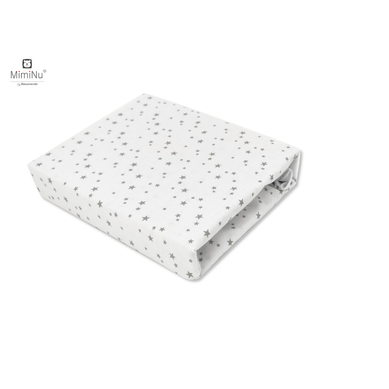 Cearceaf MimiNu Bumbac 90x40 cm Mini Gray Stars - imagine 2