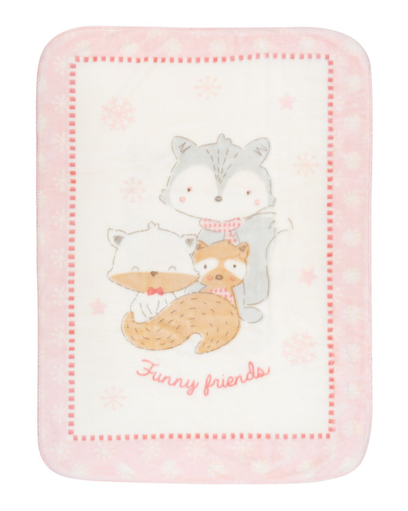 Paturica Super Soft Kikkaboo Funny Friends Pink, 80x110 cm