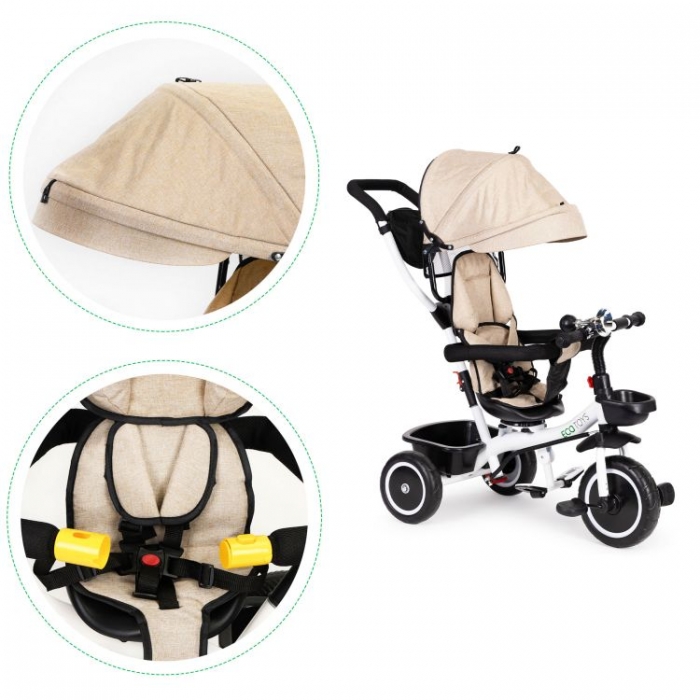Tricicleta Ecotoys Bej | Siguranță și Confort - imagine 8