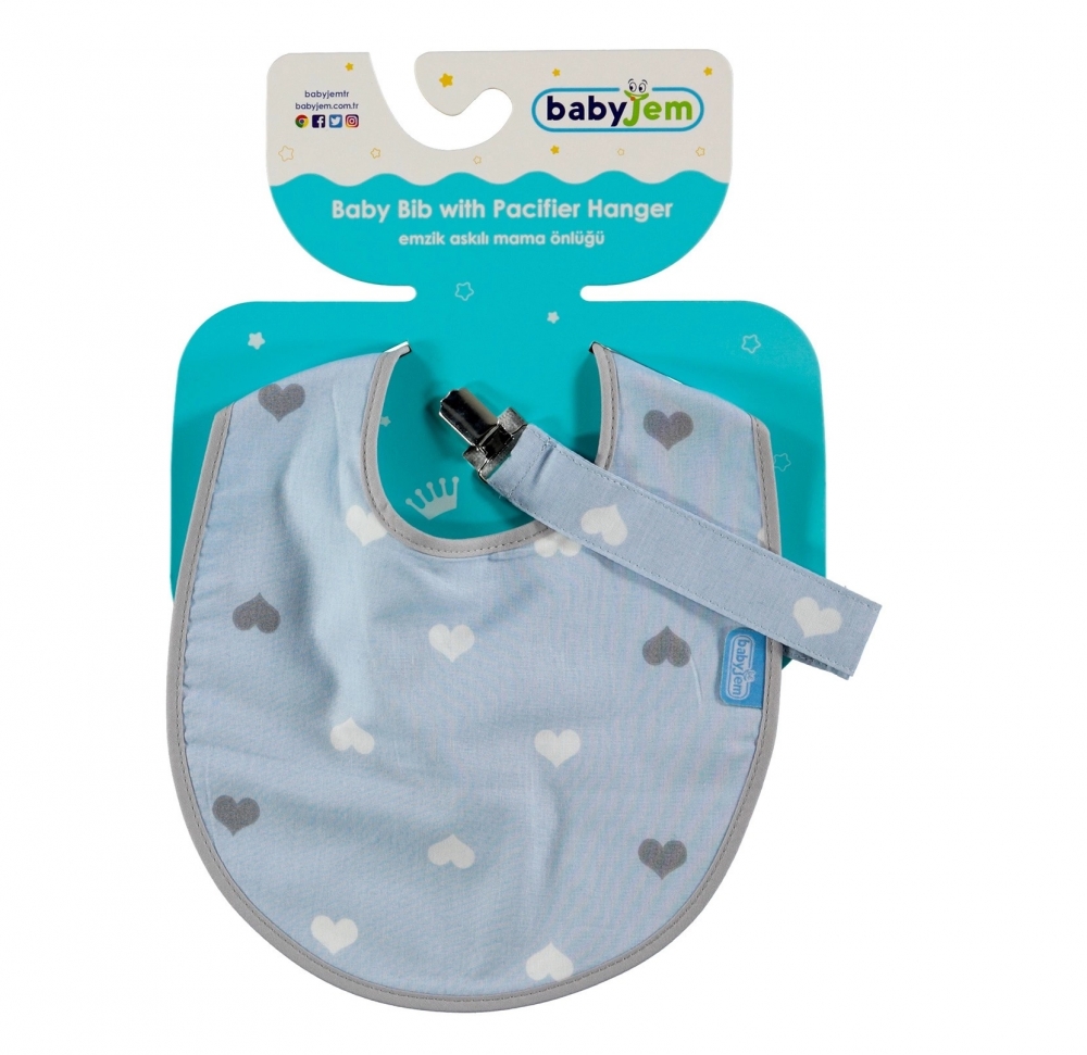 Baveta cu suport suzeta Babyjem Little Hearts - imagine 3