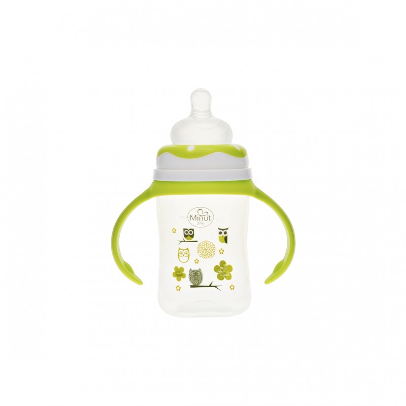 Biberon Minut Baby 150ml cu Mâner Verde