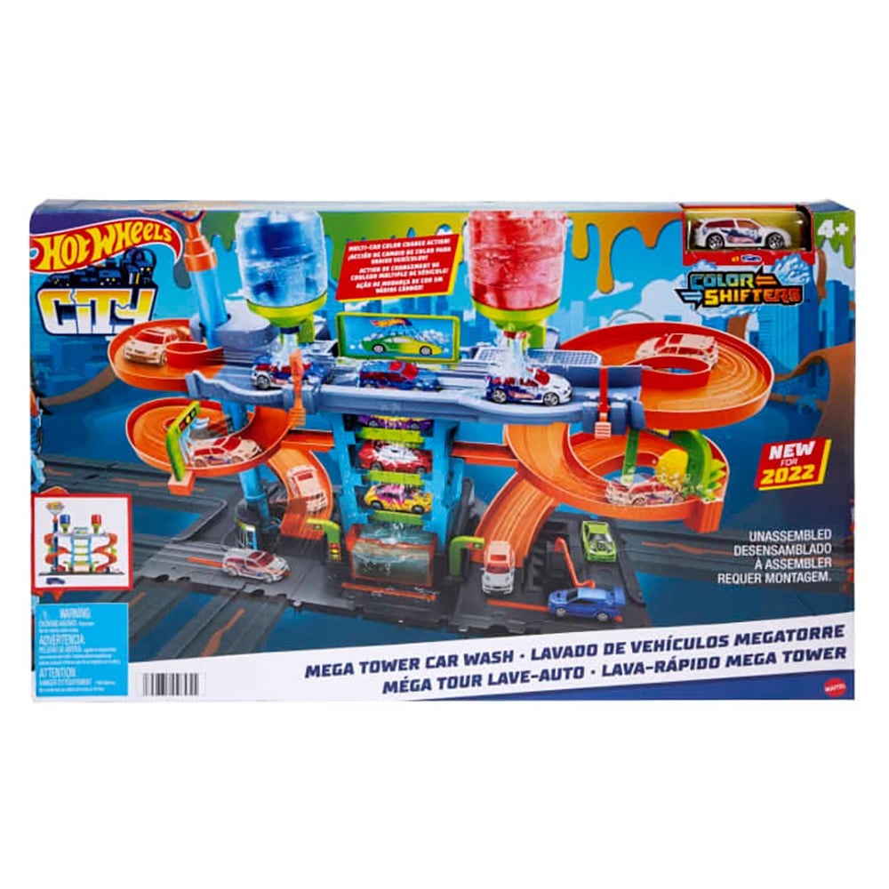 Set Hot Wheels Mega Car Wash cu Masinuta Color Shifters