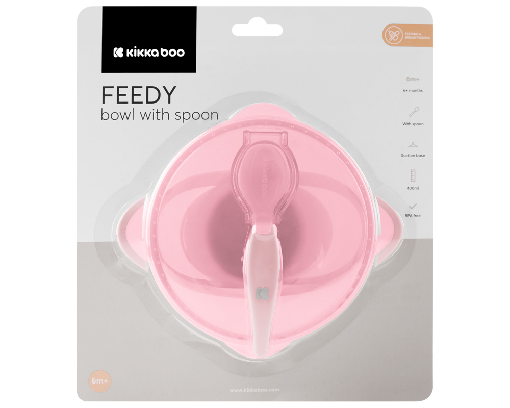 Set castron KikkaBoo Feedy cu ventuza Pink - imagine 5