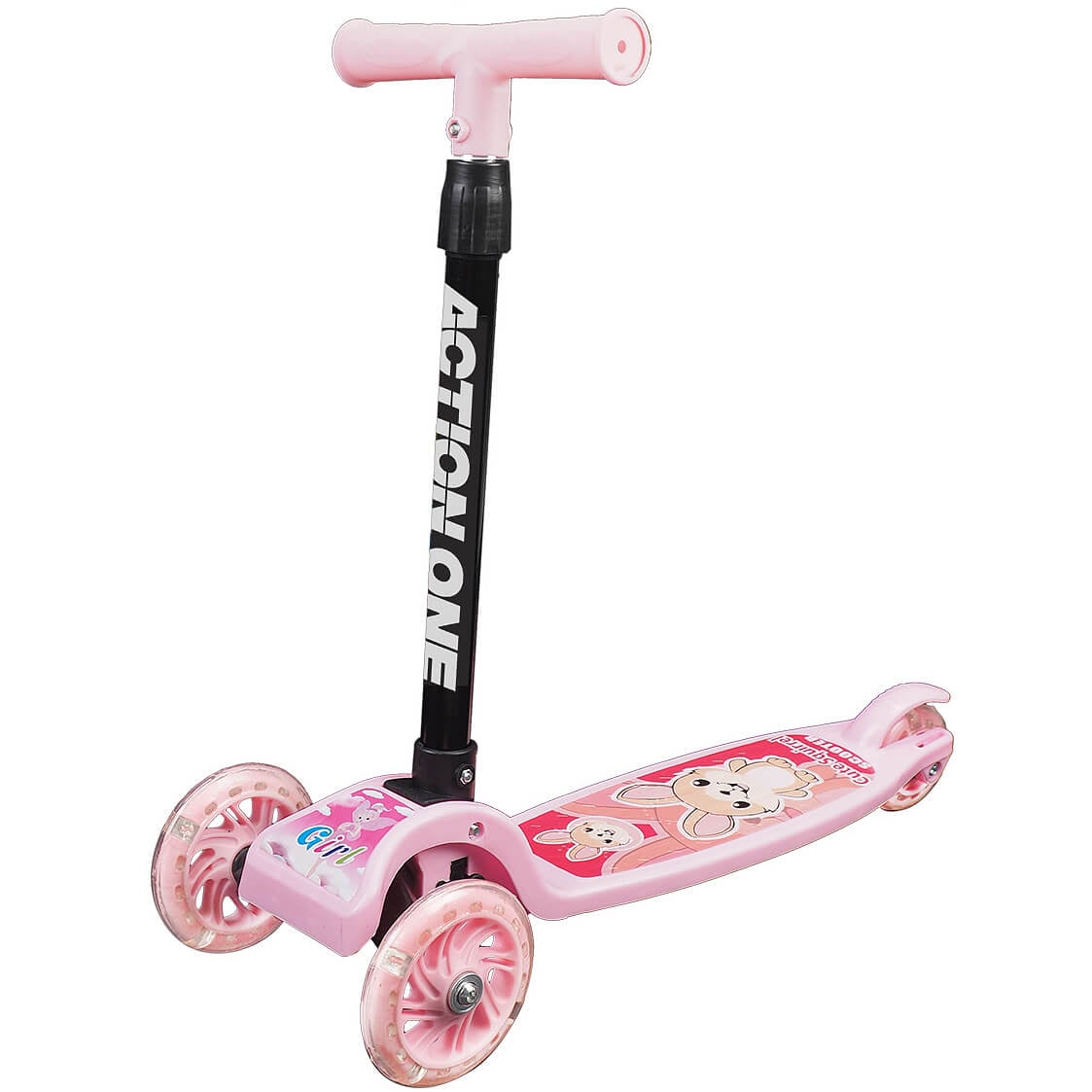 Trotineta Action One Funride Roz cu Roti Luminoase