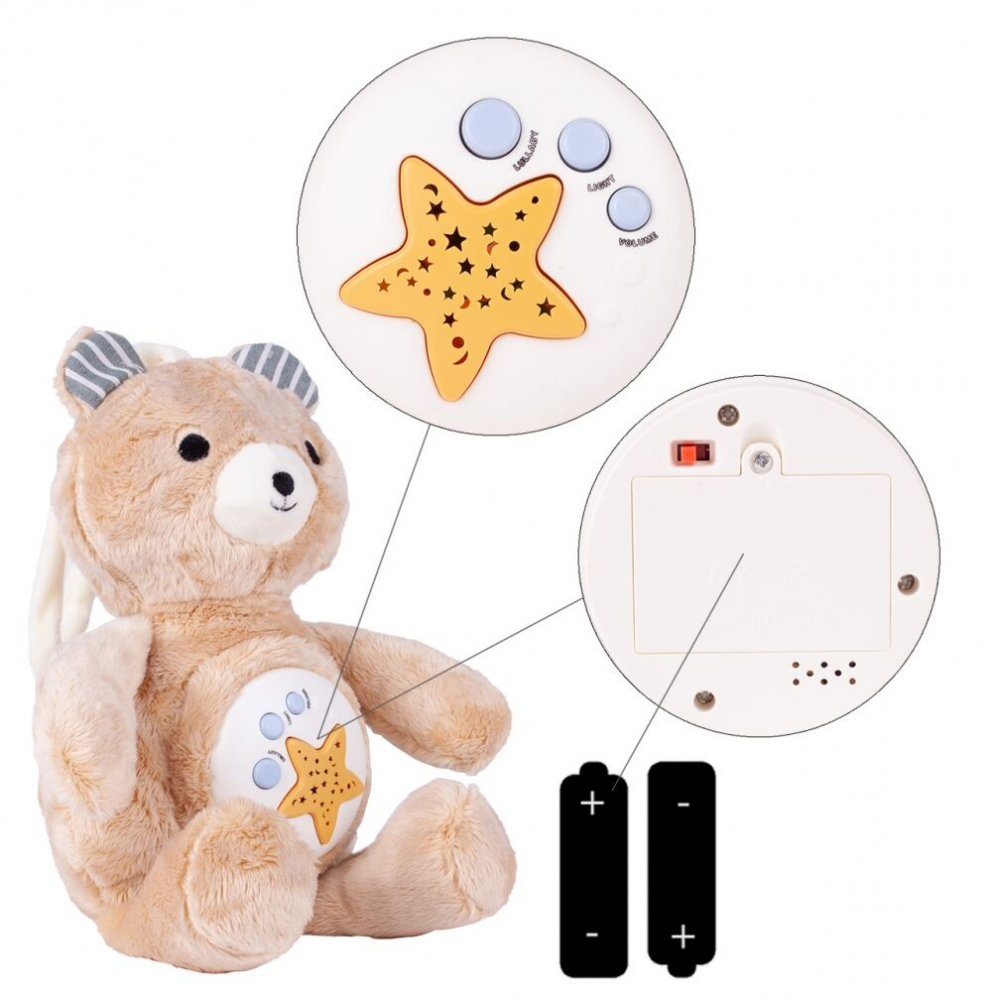 Malplay Urs Teddy cu Proiector Stele Muzical - imagine 5
