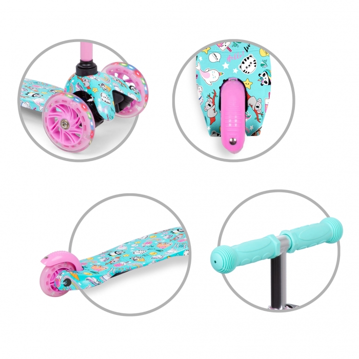 Trotineta Kidwell uno Happy cu LED, Aluminiu, 3 ani+ - imagine 4