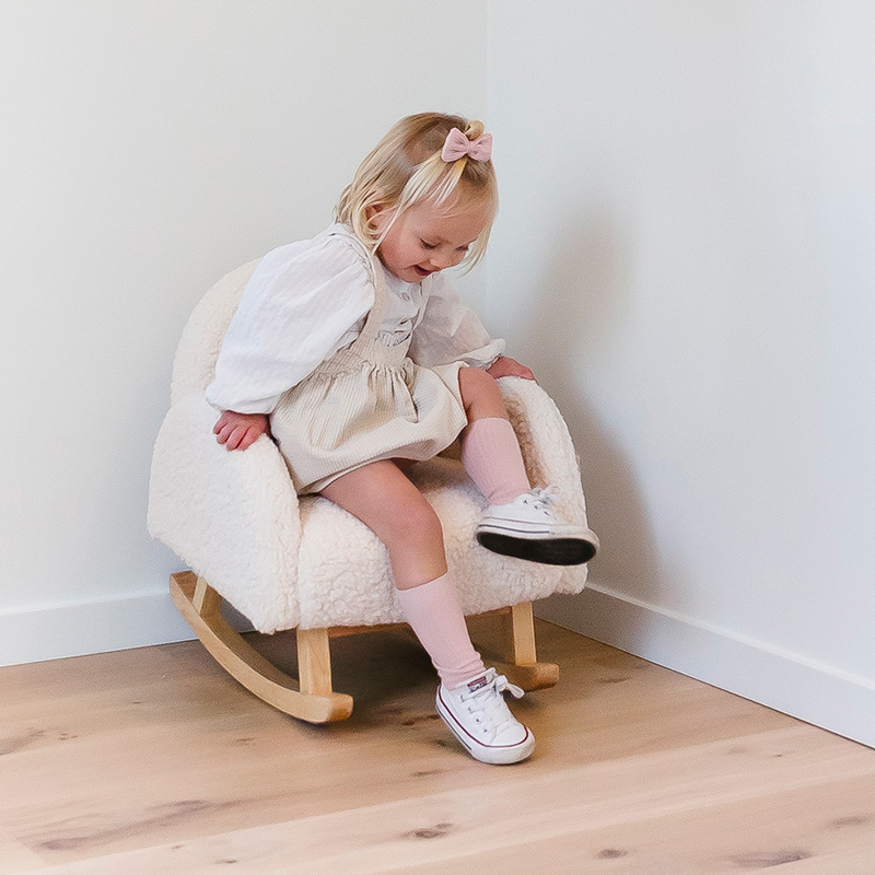 Scaun balansoar Childhome Teddy alb pentru copii - imagine 3