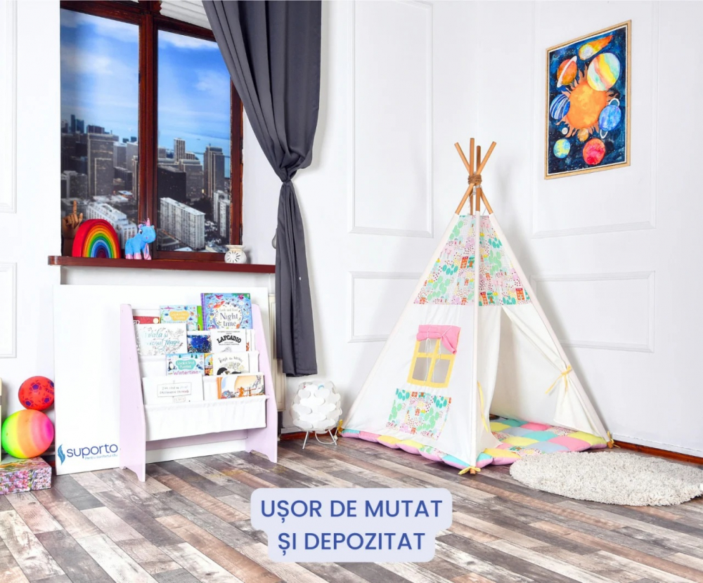 Raft Cărți Copii Suporto Roz - Depozitare Eficientă - imagine 4