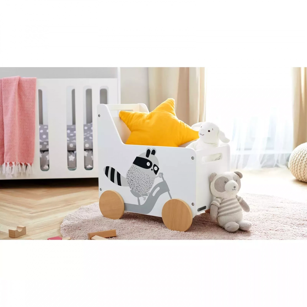 Kinderkraft Racoon - Lada albă elegantă pentru jucării