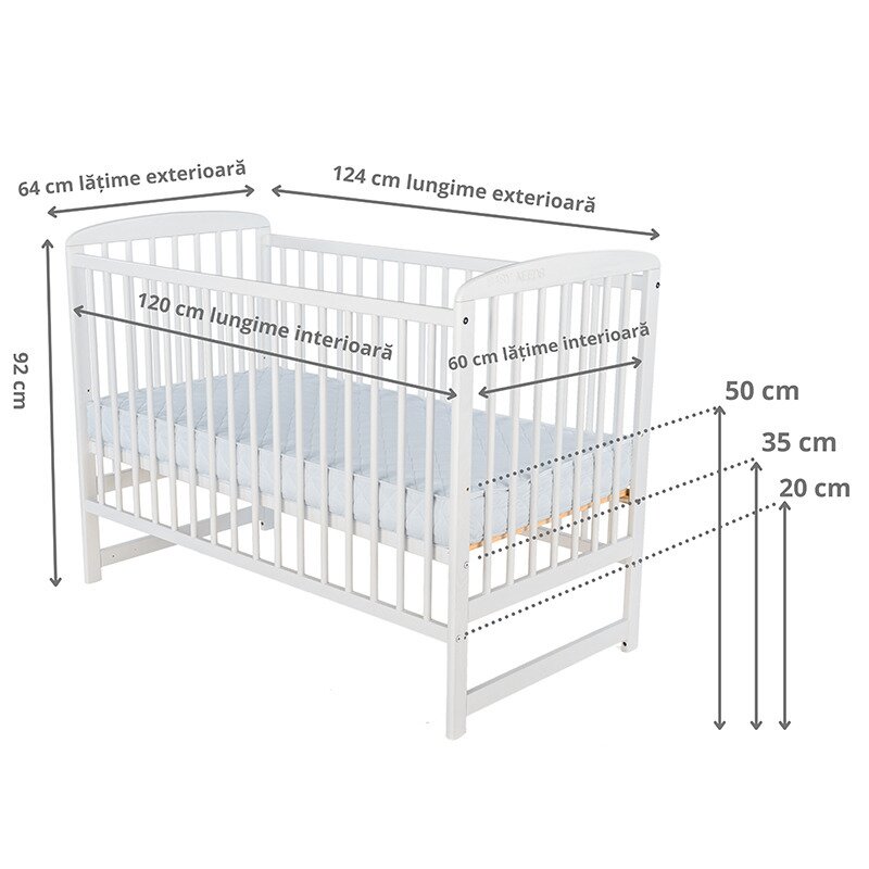 Patut Ola Babyneeds 120x60 cm Pin Alb - imagine 4