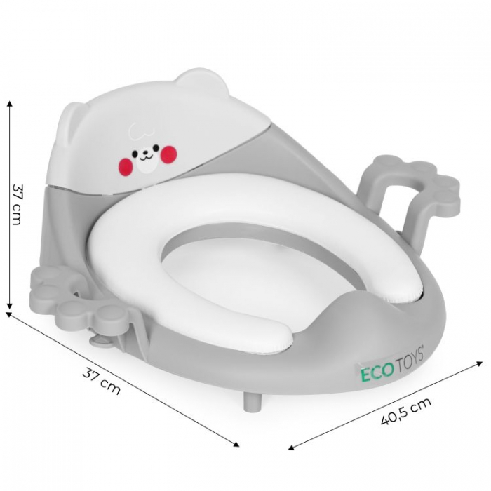 Reductor toaleta Ecotoys cu manere gri - imagine 7