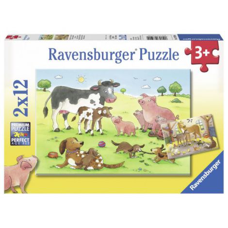 Puzzle Famili Animale Ravensburger, 2x12 Piese