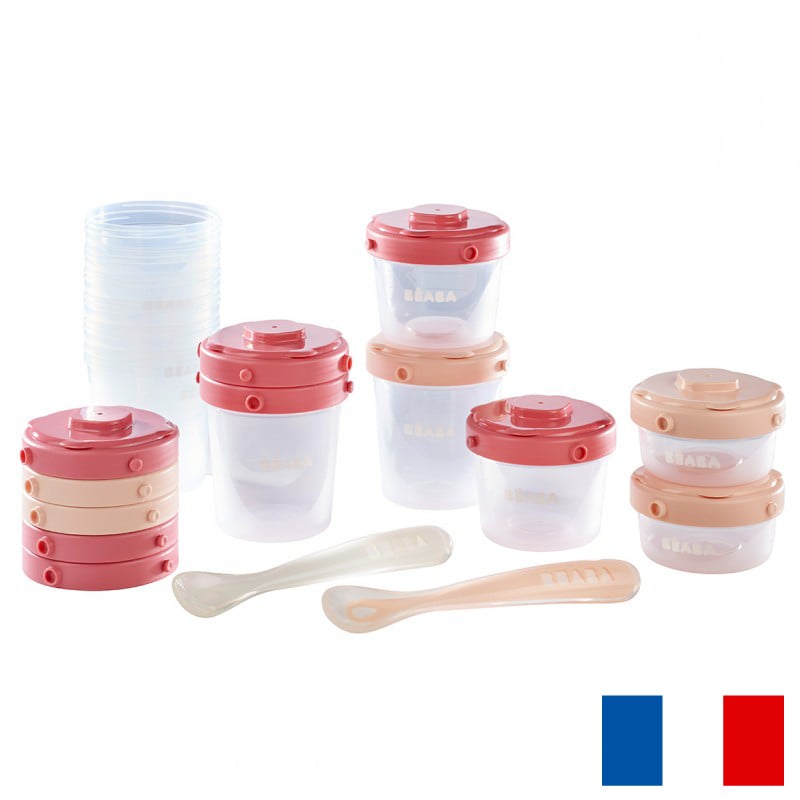 Set 12 Recipiente Ermetice Beaba Pink + Lingurite