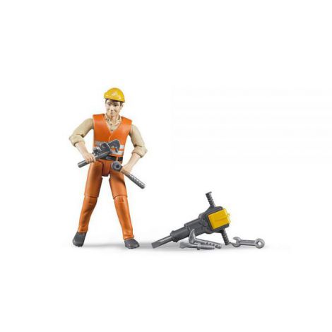 Bruder Figurina Muncitor Constructii cu Accesorii