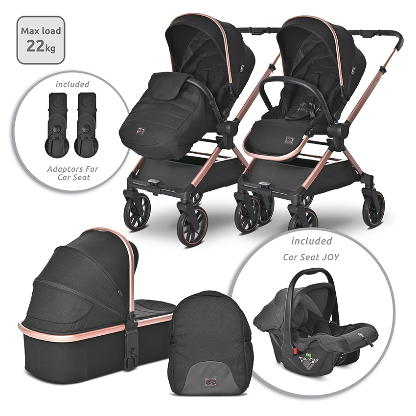 Carucior 3in1 Lorelli Reya - Sistem Complet Negru - imagine 9