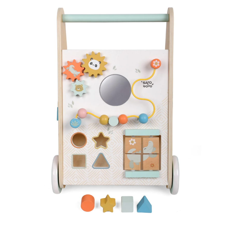Antemergator Saro Baby Lemn FSC cu Activități - imagine 4