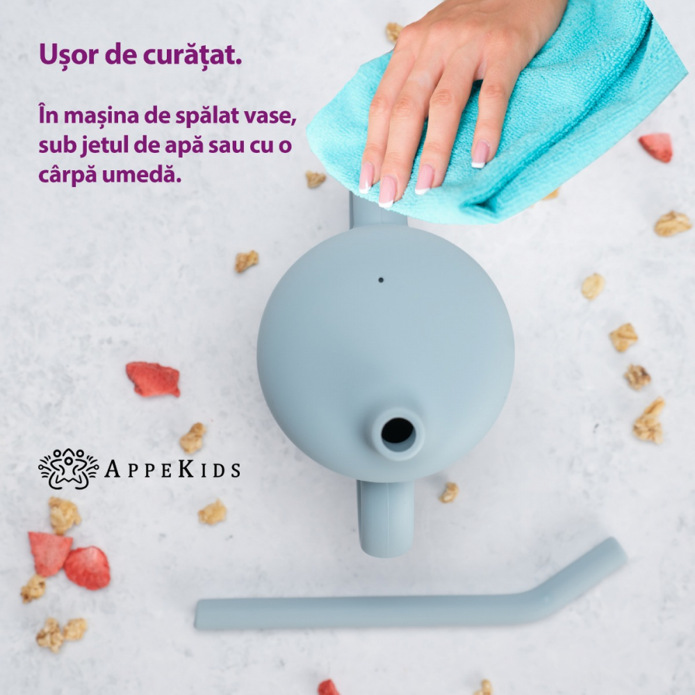 Cana Silicon cu Pai AppeKids Aqua Blue - imagine 3