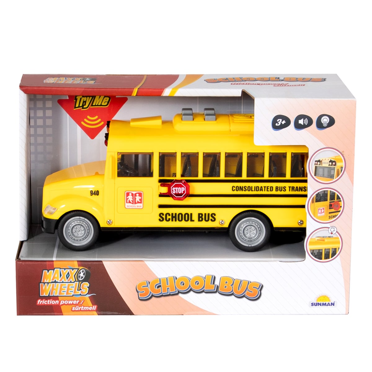 Autobuz Scolar Maxx Wheels cu Sunete si Lumini