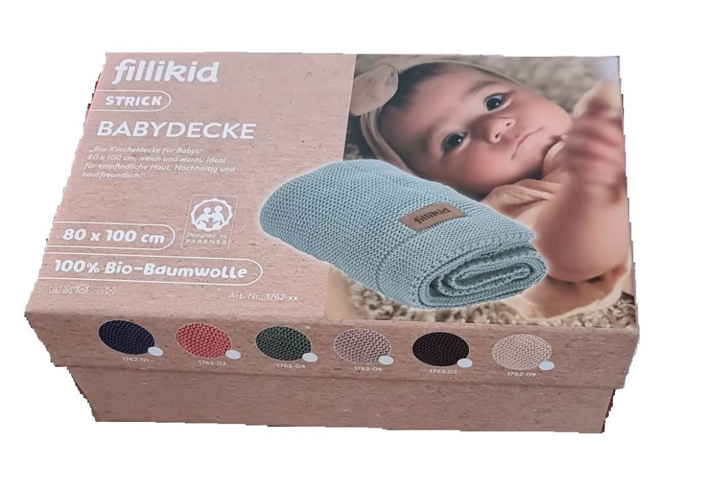 Patura Fillikid Bumbac Organic 80x100 cm Blue - imagine 6