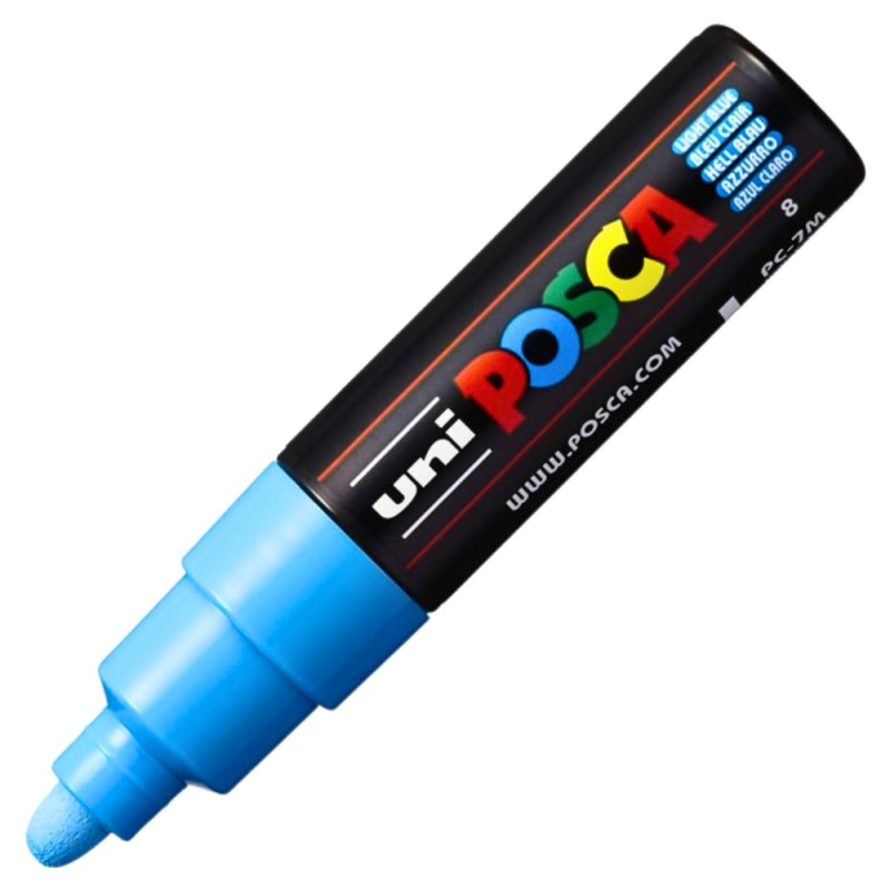 Marker Posca PC-7M Albastru Deschis, Vârf Conic