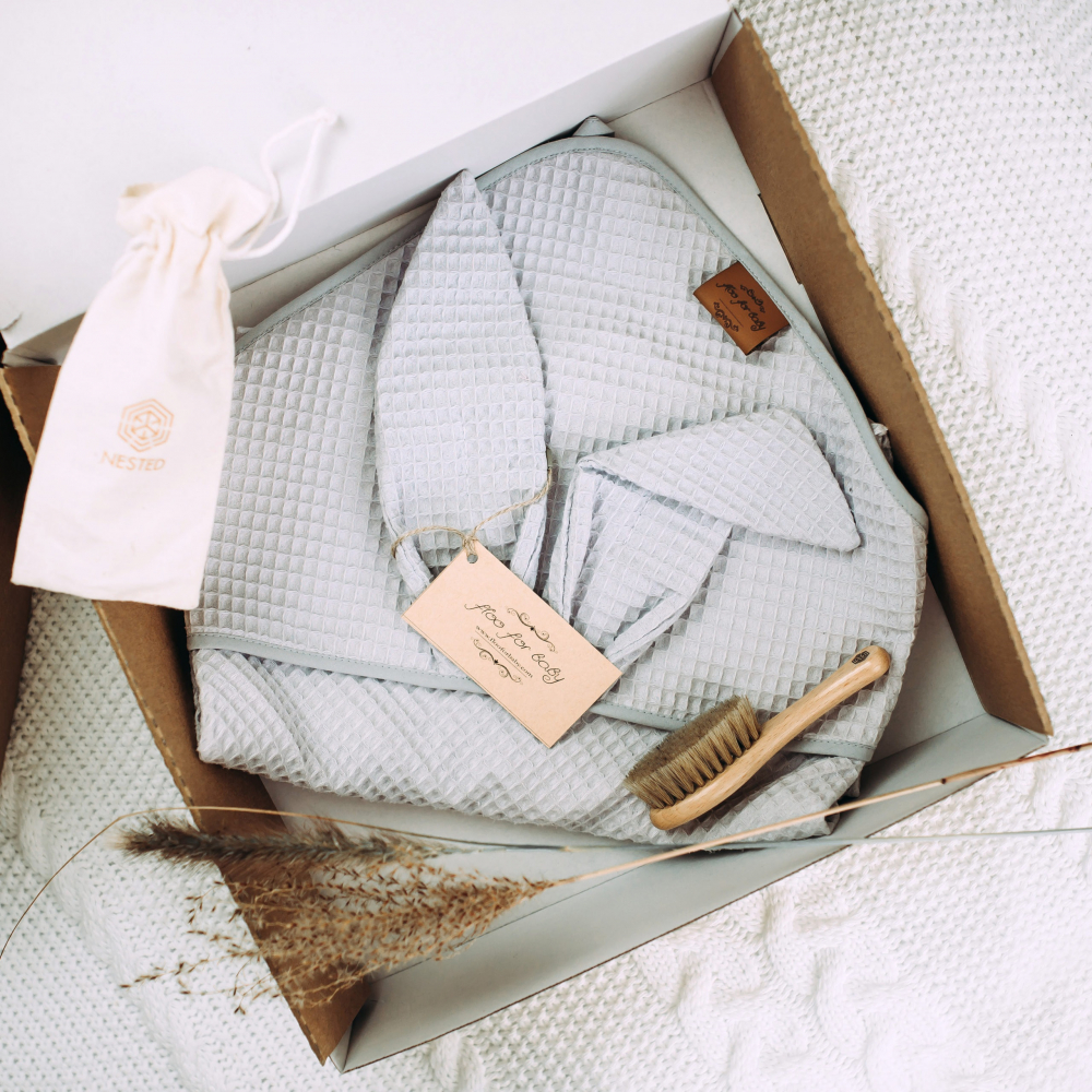 Prosop Baie Waffle Iepuras Gri | Floo for Baby - imagine 4