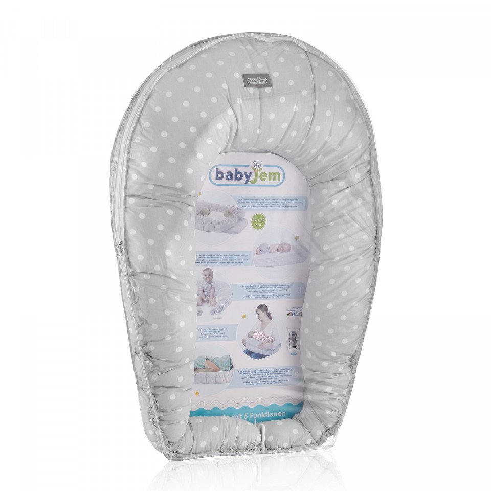 BabyJem BabyNest 5 în 1 Gri - Siguranță & Confort - imagine 3