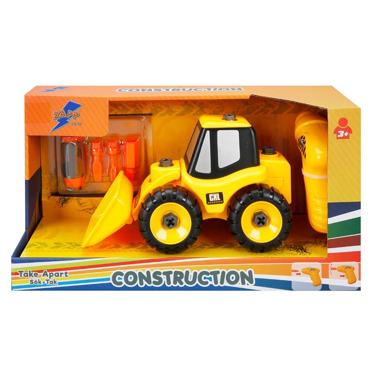 Buldozer Zapp Toys cu Burghiu Sunet, 23.5 cm