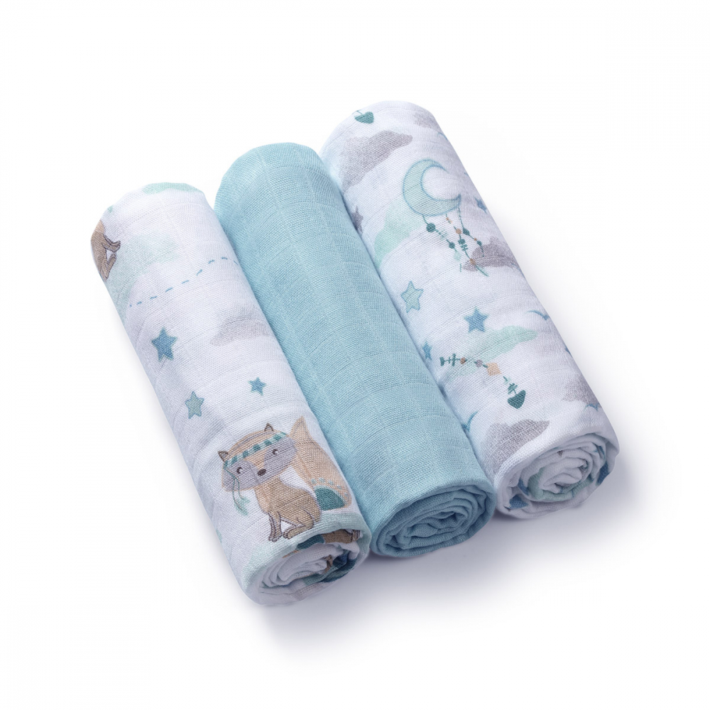Set 3 Scutece Bambus Babyono, Albastru - imagine 6