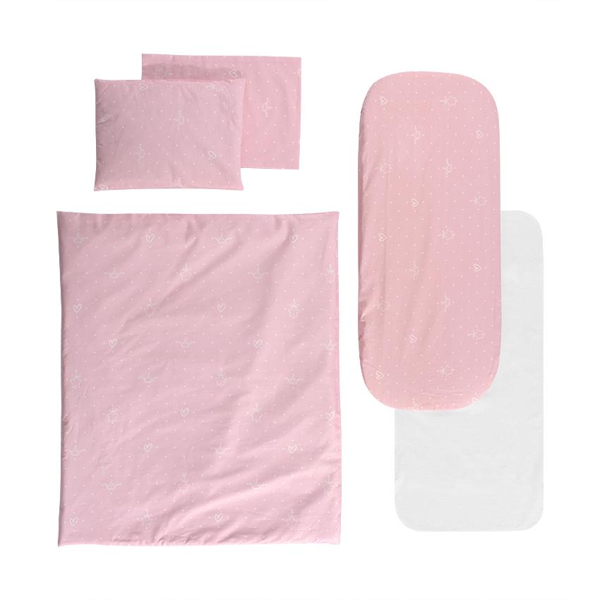 Set Lenjerie Carucior Lorelli Little Bear Pink 6 Piese
