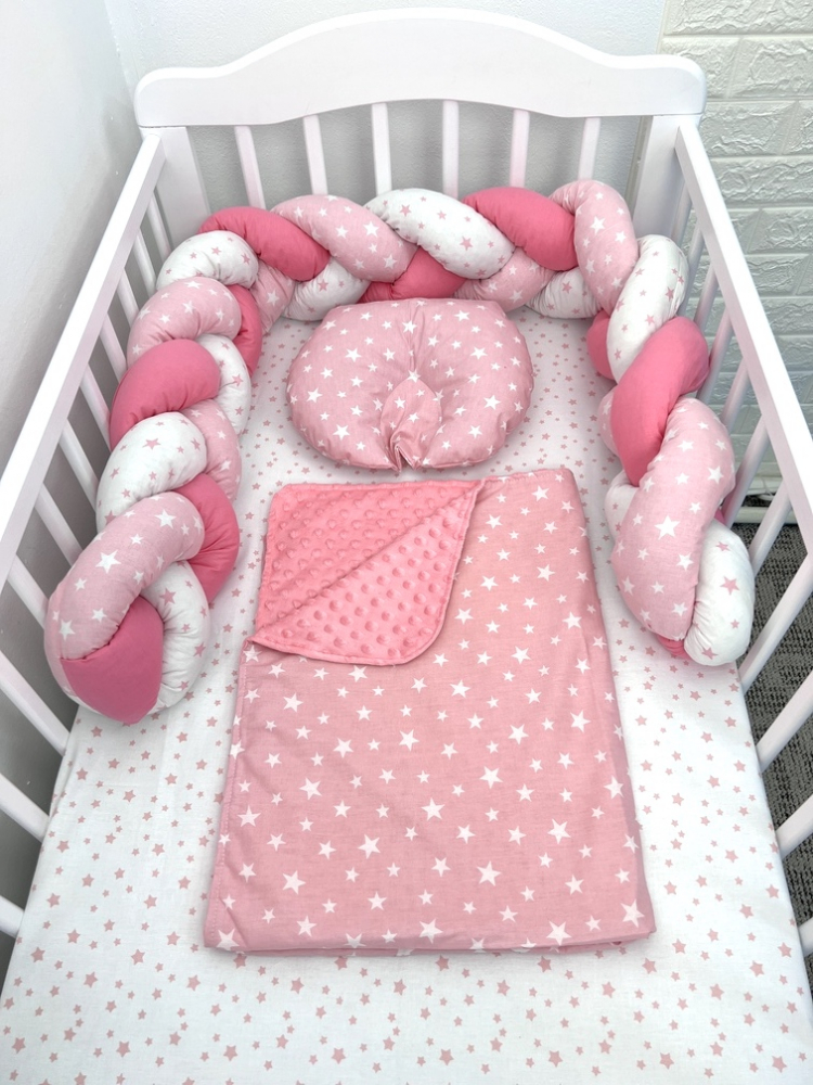Lenjerie Pat 120x60 cm cu Aparatoare Roz Deseda