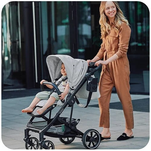 Carucior 2 in 1 Skiddou Moss Gri, Compact și Modern - imagine 4