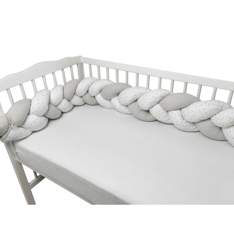 Bumper Impletit Miminu Mini Gray Stars, 220 cm - imagine 2