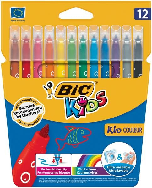 Set 12 Carioci Ultralavabile Bic Kid Couleur